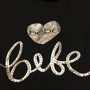 BEBE Black Zippered Hooded Sweatshirt Size M.